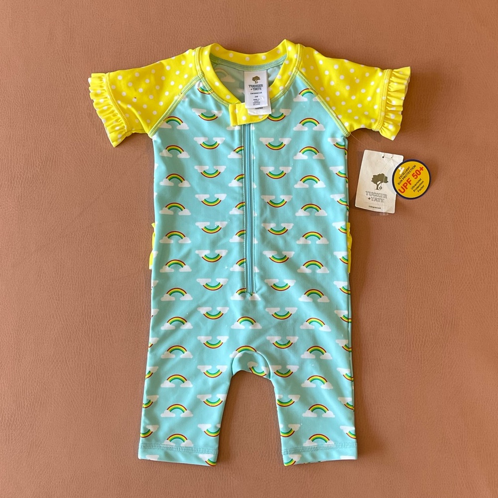 Tucker + Tate rainbows swim rash guard. Size 3 months. NWT